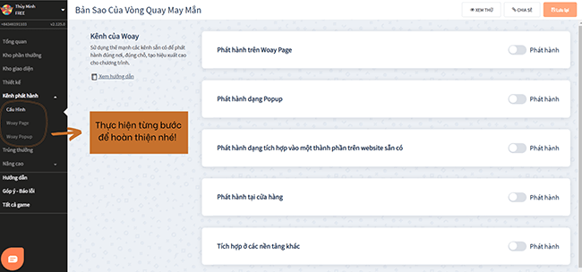 Tự tạo vòng quay may mắn với Woay 5